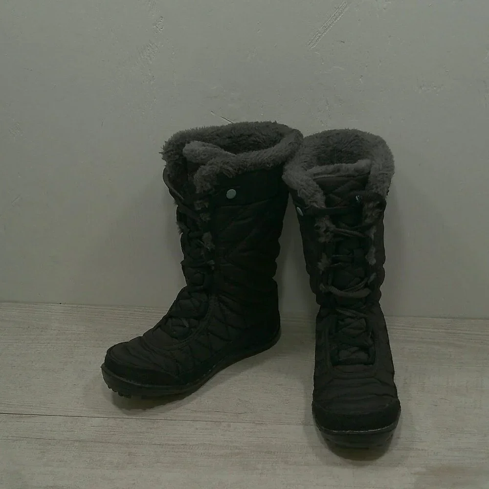 Columbia Gray Tall Lace Up Fur Lined MINX MID II OMNI-HEAT Snow Winter Boot Sz 1